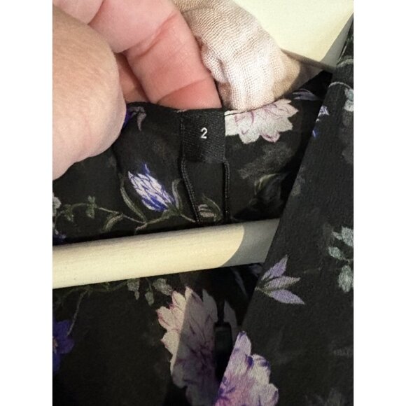 THE KOOPLES Womens Size 2 Black/Purple Peony Floral Silk Chiffon Blouse Top NEW - Picture 11 of 11